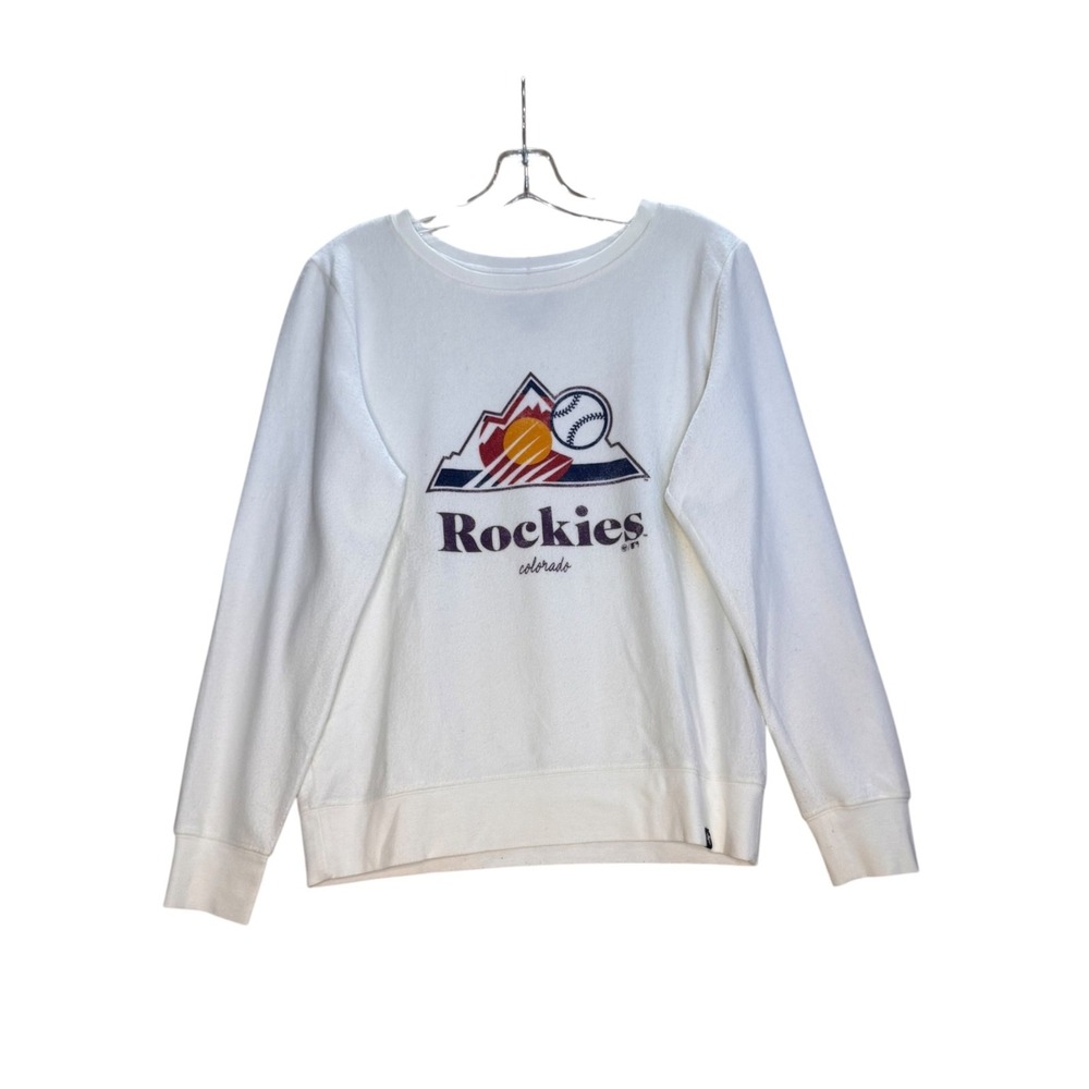 47 Brand Rockies Baseball Crewneck Sweatshirt Women's S White MLB Sporty EUC
